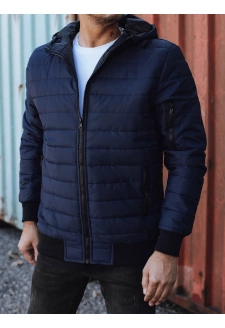 Kurtka męska przejściowa pikowana z kapturem granatowa Dstreet TX4936