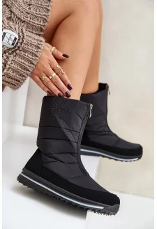 Damskie Śniegowce Z Suwakiem Progress PROGJ-22-130 Czarne