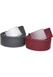 Colored Buckle Canvas Belt 2-Pack bordeaux/charcoal