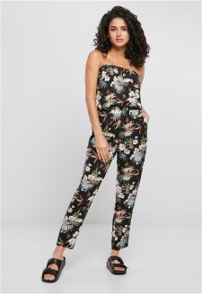 Ladies Viscose Bandeau Jumpsuit black tropical