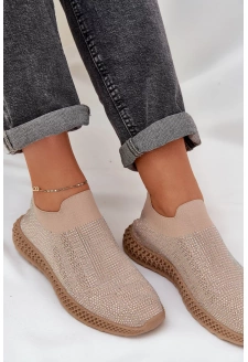 Wsuwane Buty Sportowe Damskie Ze Zdobieniem D&A TW121 Beżowe