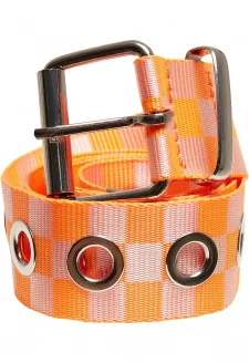 Checker Belt With Eyelets neonorange/white