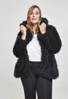 Ladies Hooded Teddy Jacket black