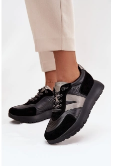 Sneakersy Damskie Na Platformie Vinceza 58561 Czarne