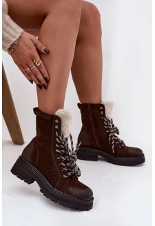 Botki Trapery Damskie Z Eko Skóry Czekoladowe Bellora