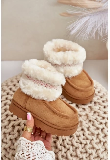 Śniegowce Botki Dziecięce Z Futerkiem I Wzorem Camel Melefia