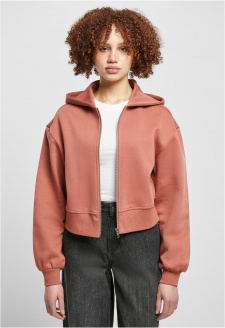 Ladies Short Oversized Zip Jacket terracotta