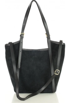 MARCO MAZZINI Černá prostorná kožená shopper kabelka