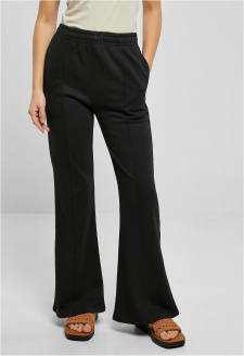 Ladies Flared Pin Tuck Terry Pants black