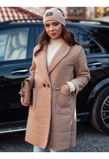 Płaszcz damski oversize BARALITE długi typu baranek beżowy Dstreet NY0710