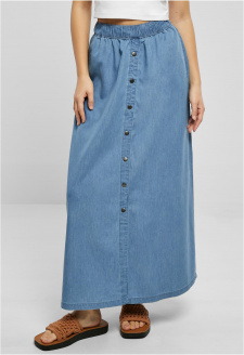 Ladies Long Wide Light Denim Skirt skyblue washed