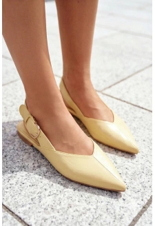 Lakierowane Baleriny Z Klamrą Żółte Rinalle