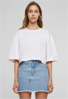 Ladies Heavy Organic Oversized Cropped Tee white