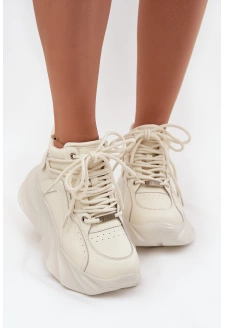 Sneakersy Damskie Skóra Naturalna GOE SS2N4037 Zgaszona Biel