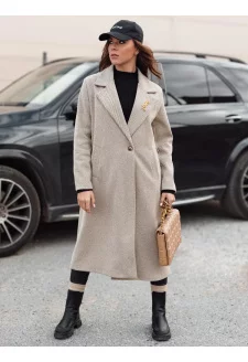 Płaszcz damski oversize MANTOVA długi jasnobrązowy Dstreet NY0741