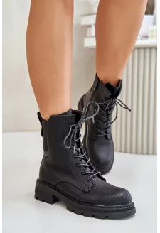 Ocieplane Botki Workery Na Zamek Czarne Leairae