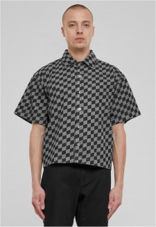 Laser Check Printed Boxy Shirt blacklasercheck