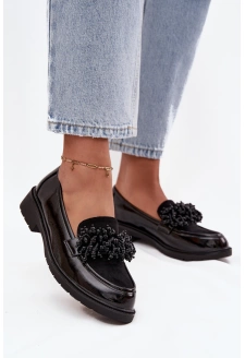 Damskie Mokasyny Lakierowane S.Barski HY52-369B Czarne