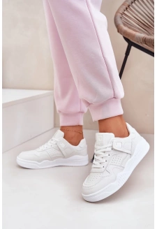 Buty Sportowe Sneakersy Damskie Z Eko Skóry Białe Telisiria