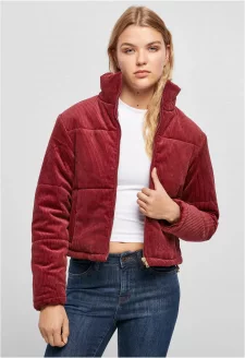 Ladies Corduroy Puffer Jacket burgundy