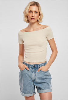 Ladies Off Shoulder Rib Tee softseagrass