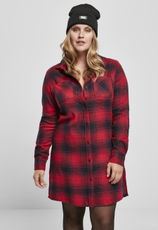 Ladies Check Shirt Dress darkblue/red