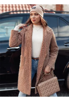 Płaszcz damski MOODLAY baranek długi beżowy Dstreet NY0726