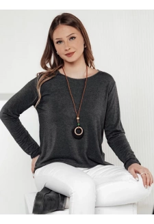 Bluzka damska one size LUCERIA z wisiorkiem grafitowa Dstreet RY2675