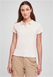 Ladies Rib Polo Tee whitesand