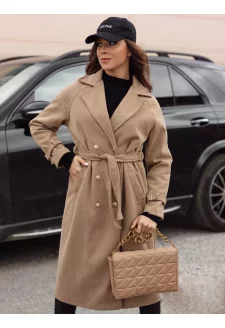 Płaszcz damski oversize CAMELLYN długi kamelowy Dstreet NY0743