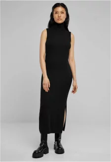 Ladies Knitted Eco Viscose Turtleneck Dress black