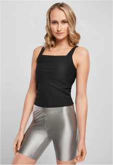 Ladies Squard Neckline Rib Top black