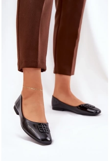 Lakierowane Eleganckie Baleriny Damskie Z Ozdobnym Detalem Vinceza 17377 Czarne