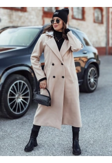 Płaszcz damski oversize MODVENTURE z kapturem beżowy Dstreet NY0721