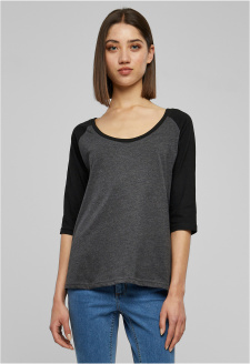 Ladies 3/4 Contrast Raglan Tee charcoal/black