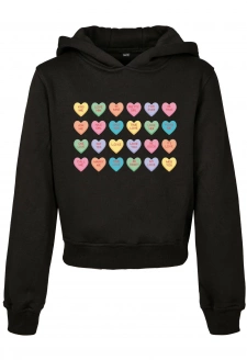 Kids Sweet Heart Candy Cropped Hoody black