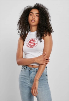 Ladies Dragon Turtleneck Short Top white