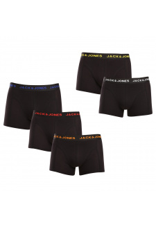 5PACK pánské boxerky Jack and Jones černé