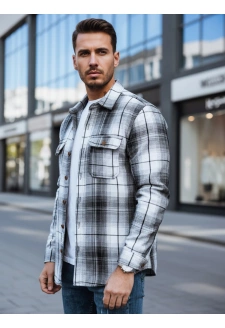 Koszula męska flanelowa w kratę czarno-biała Dstreet DX2677