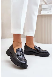 Mokasyny Damskie Lakierowane Vinceza 62187 Czarne