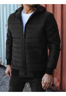 Kurtka męska przejściowa pikowana z kapturem czarna Dstreet TX4937