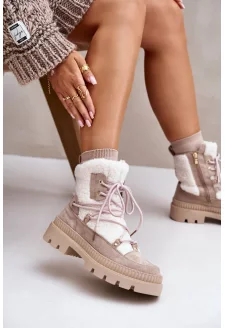 Botki Z Futerkiem Typu Baranek Beżowe Merilana