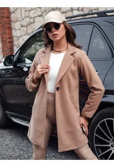 Płaszcz jesienny damski jednorzędowy LUGI kamelowy Dstreet NY0674