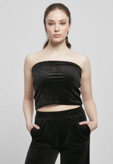 Ladies Short Velvet Tube Top black