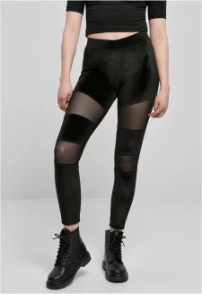 Ladies Velvet Tech Mesh Leggings black