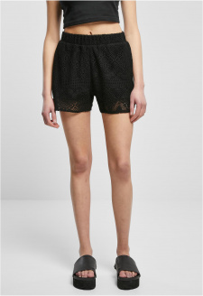 Ladies Crochet Lace Resort Shorts black