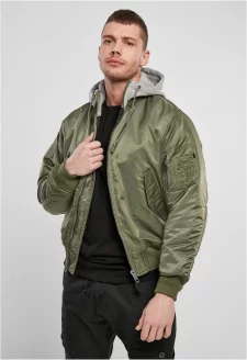 Hooded MA1 Bomber Jacket olive/grey