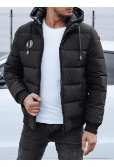Kurtka męska zimowa pikowana z kapturem czarna Dstreet TX4831