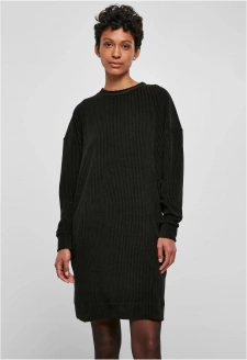 Ladies Velvet Rib Crew Dress black