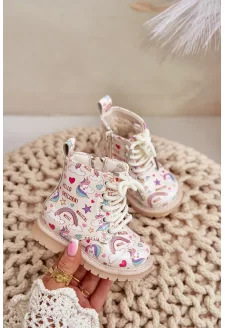 Dziecięce Botki Ocieplane Z Suwakiem Jednorożce Beżowe Tiptop